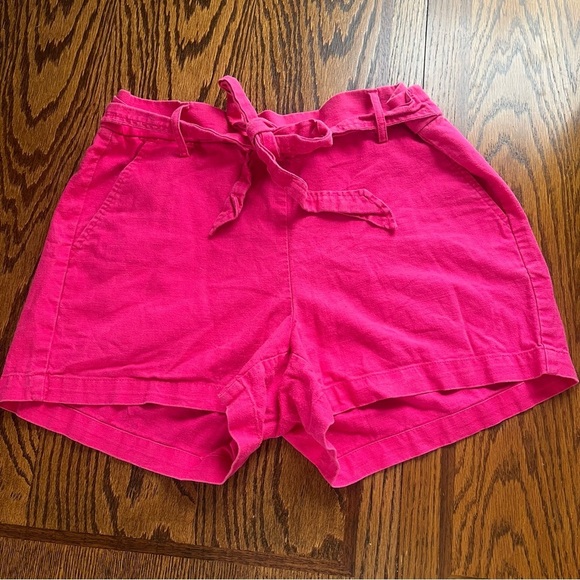 J.CREW Women’s Pink Bow Tie Front Shorts Linen Blend | Summer Short | Size 10 - Picture 1 of 5